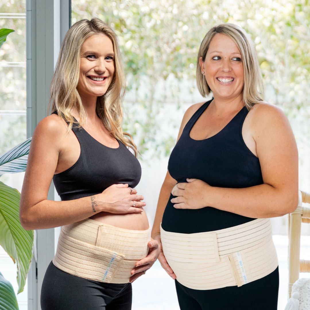 Two women wearing small and plus size Australian Made Belly Bands